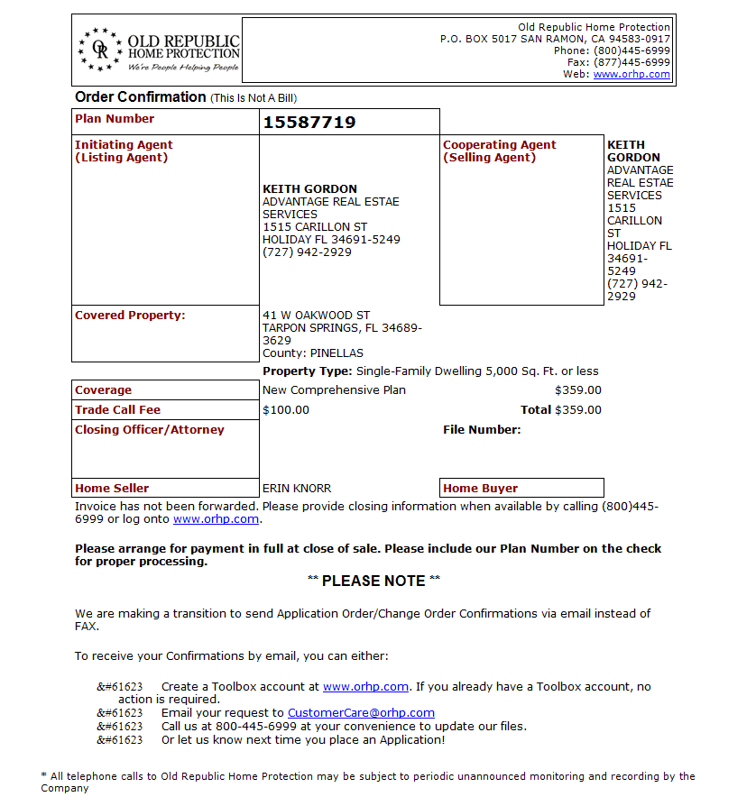 Option trade confirmation