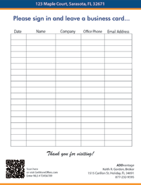 Open House Sign-In Sheet